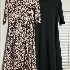 Leopard Print and Black Little Girls Dresses